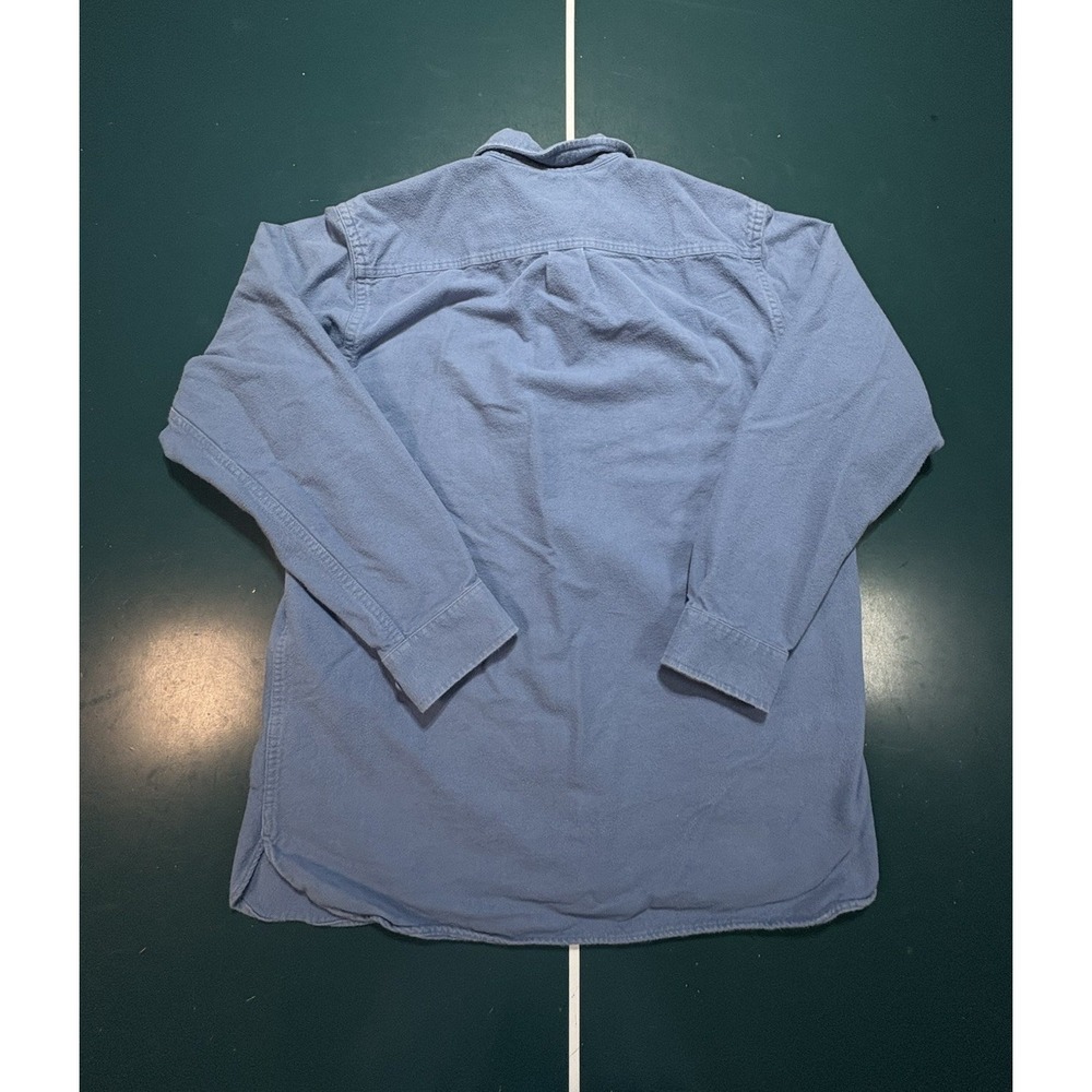 Vintage LL Bean Chamois Cloth Shirt Men's Large Tall Light Blue Heavy Cotton - Picture 7 of 9